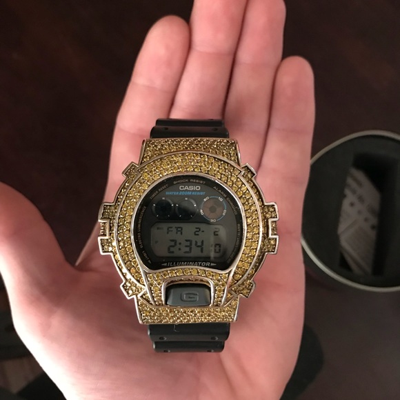G-Shock (Casio) Complete in Yellow CZ Diamonds.